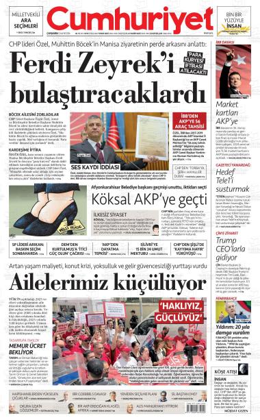 14 Mayıs 2026 - Perşembe tarihli CUMHURİYET gazetesi ilk sayfası