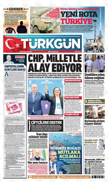 14 Mayıs 2026 - Perşembe tarihli TÜRKGÜN gazetesi ilk sayfası