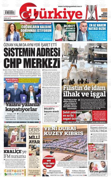 14 Mayıs 2026 - Perşembe tarihli TÜRKİYE gazetesi ilk sayfası
