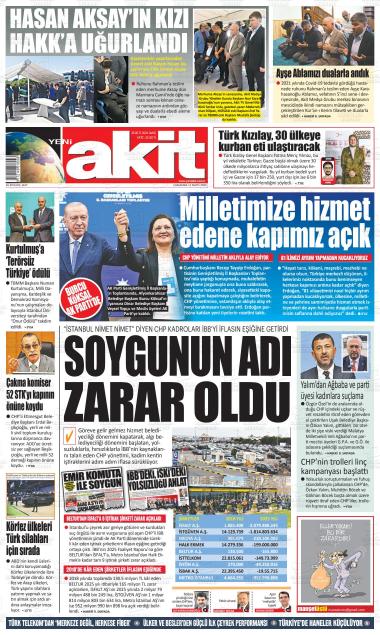 14 Mayıs 2026 - Perşembe tarihli YENİ AKİT gazetesi ilk sayfası