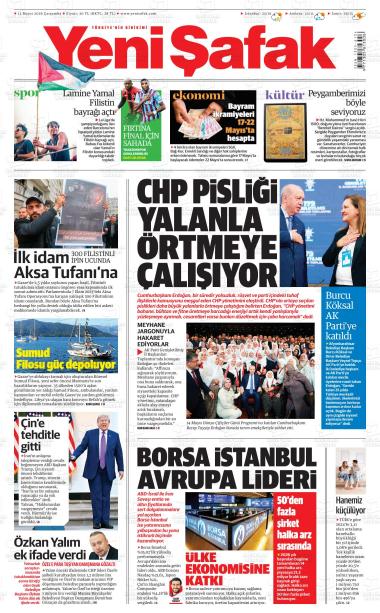 14 Mayıs 2026 - Perşembe tarihli YENİ ŞAFAK gazetesi ilk sayfası