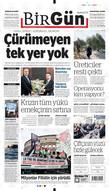 13 Ekim 2026 - Salı tarihli HALKIN GAZETESİ BİRGÜN gazetesi ilk sayfası