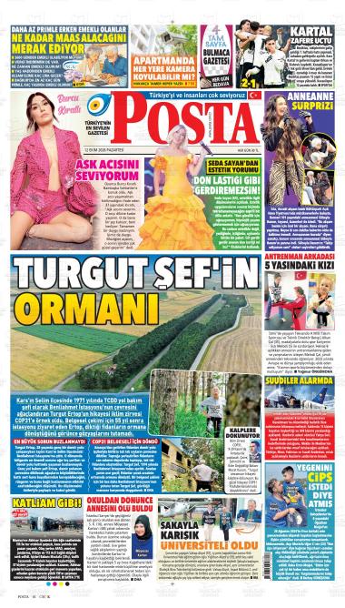 13 Ekim 2026 - Salı tarihli POSTA gazetesi ilk sayfası