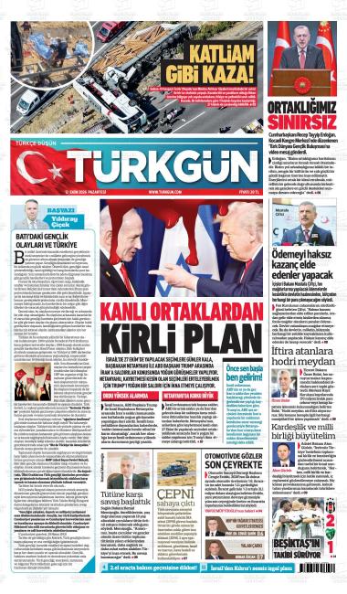 13 Ekim 2026 - Salı tarihli TÜRKGÜN gazetesi ilk sayfası
