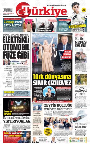 13 Ekim 2026 - Salı tarihli TÜRKİYE gazetesi ilk sayfası