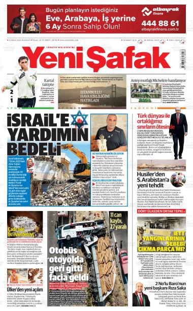 13 Ekim 2026 - Salı tarihli YENİ ŞAFAK gazetesi ilk sayfası
